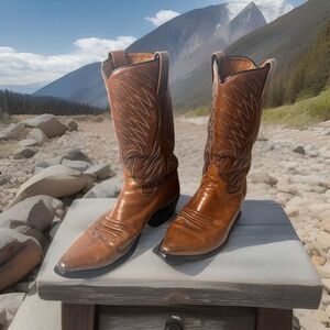 Dan Post Brown Leather Cowboy Western Riding Casual Boots Mens 10 E Shoes Brazil